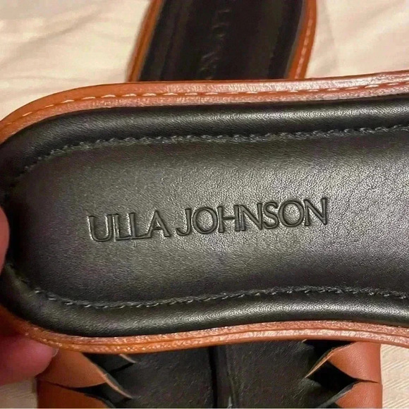 Ulla Johnson Black Leather Ameya Twisted Contrast Colorblock Slide Sandal - Picture 4 of 7